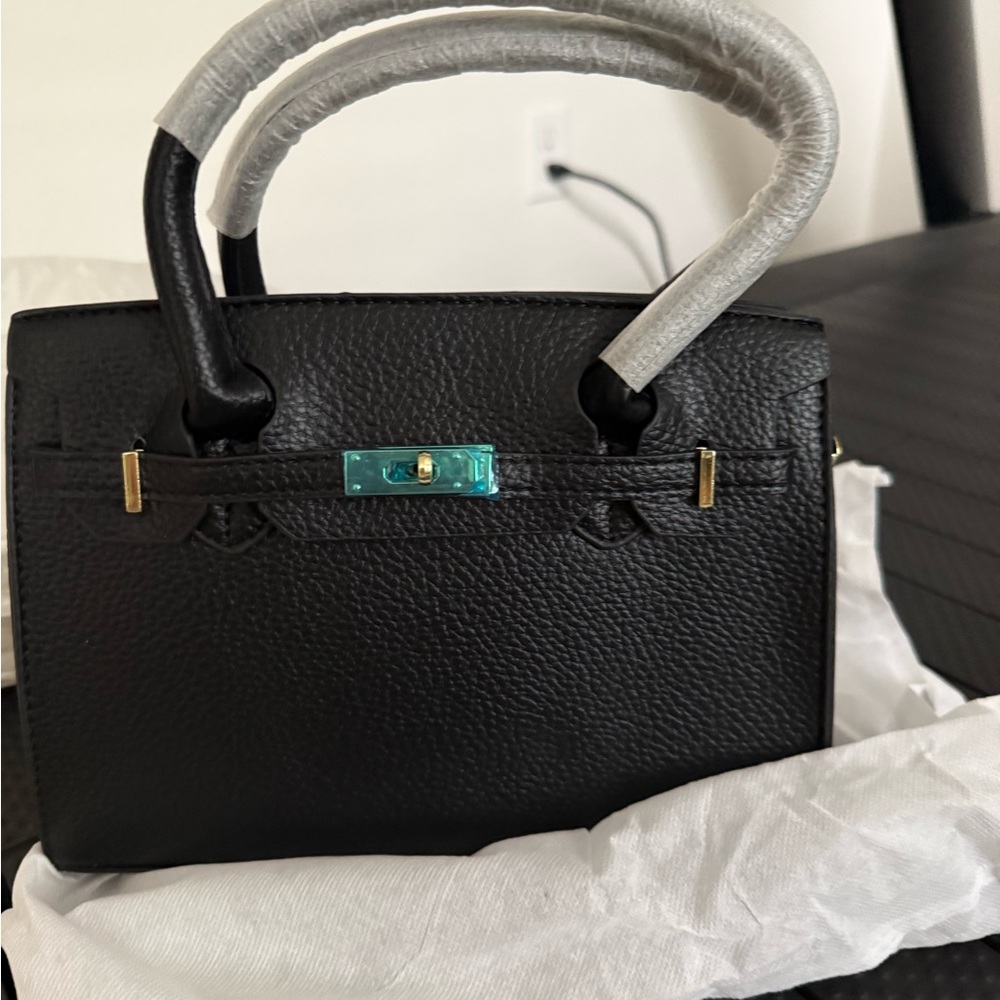 Black Icon Satchel with Gold Hardware